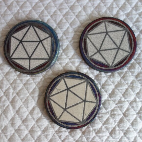 3 J Dillard Pottery Signed SACRED GEOMETRY Coasters - Picture 1 of 7